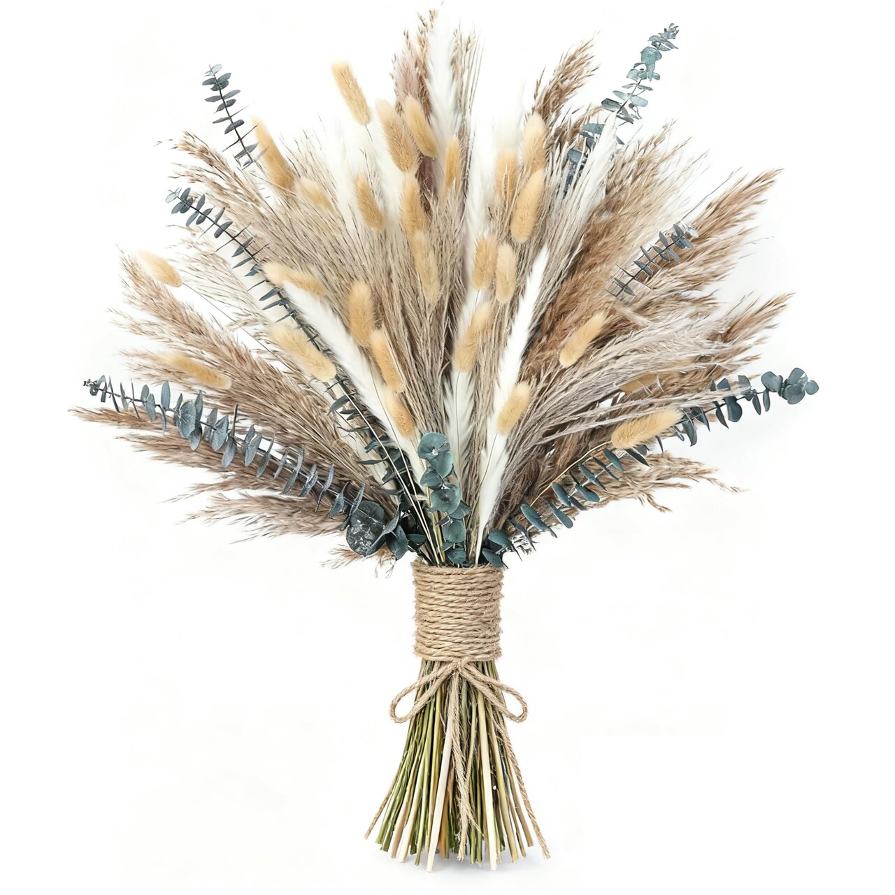 120 PCS Dried Pampas Grass, Dried Flowers, Reed Grass Bouquet for Bohemian Flowers Home Table Wedding Decoration, Rustic Farmhour.(Light Brown)